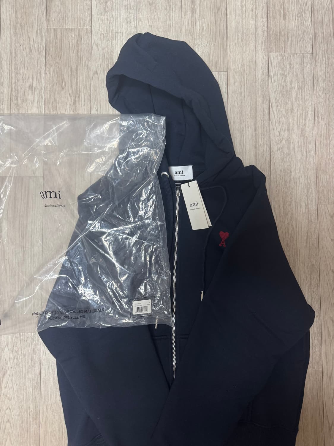 정품)아미 후드집업 네이비 M 상품이미지2