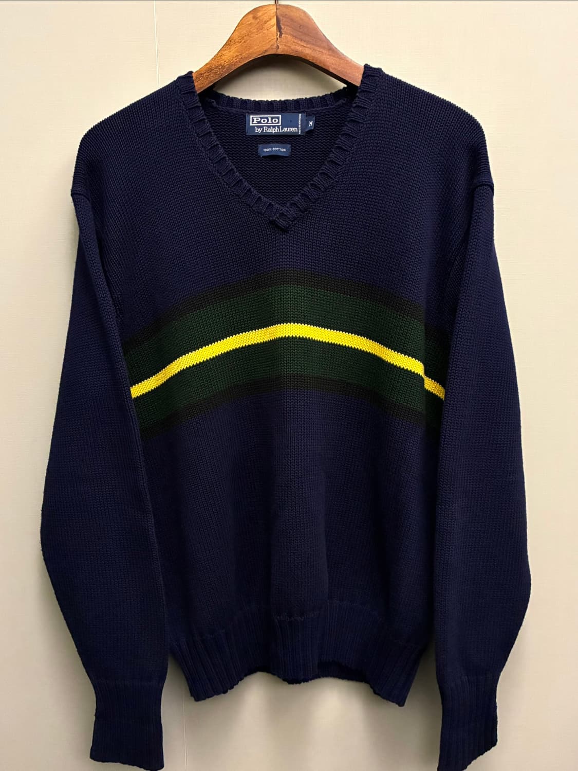 (M/100)POLO 폴로랄프로렌 코튼 V넥 크리켓 니트 스웨터  상품이미지1