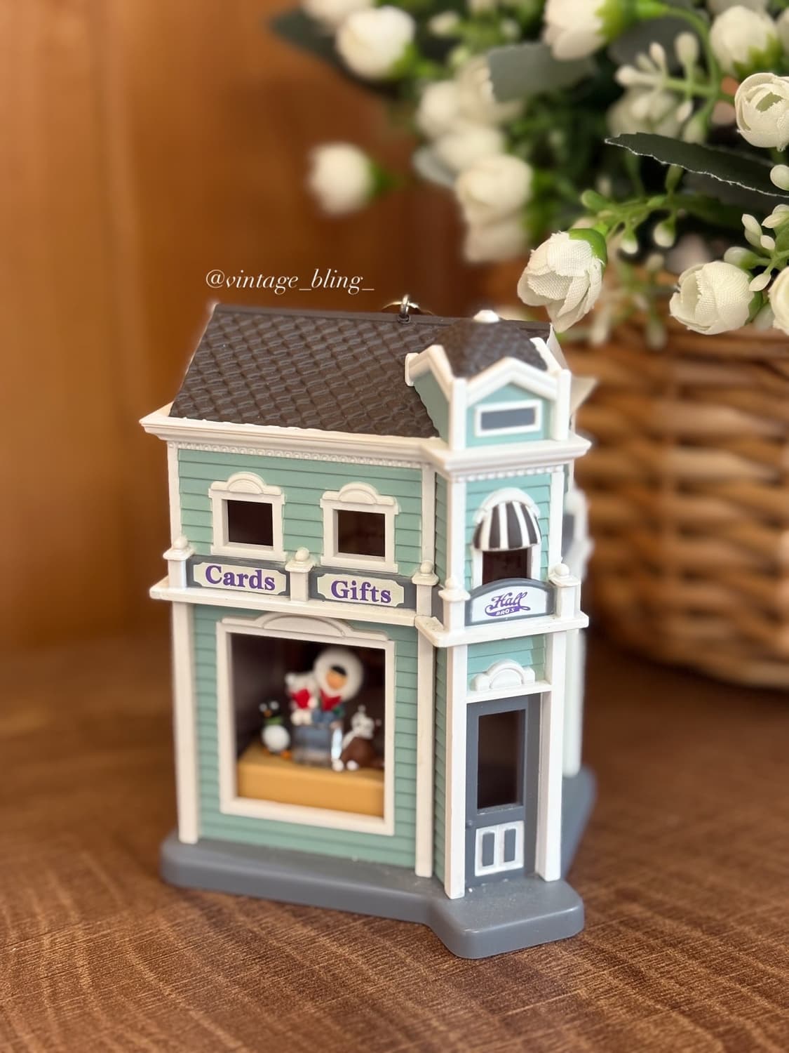 빈티지 미니어처 하우스 크리스마스 오너먼트(카드샵) 상품이미지1