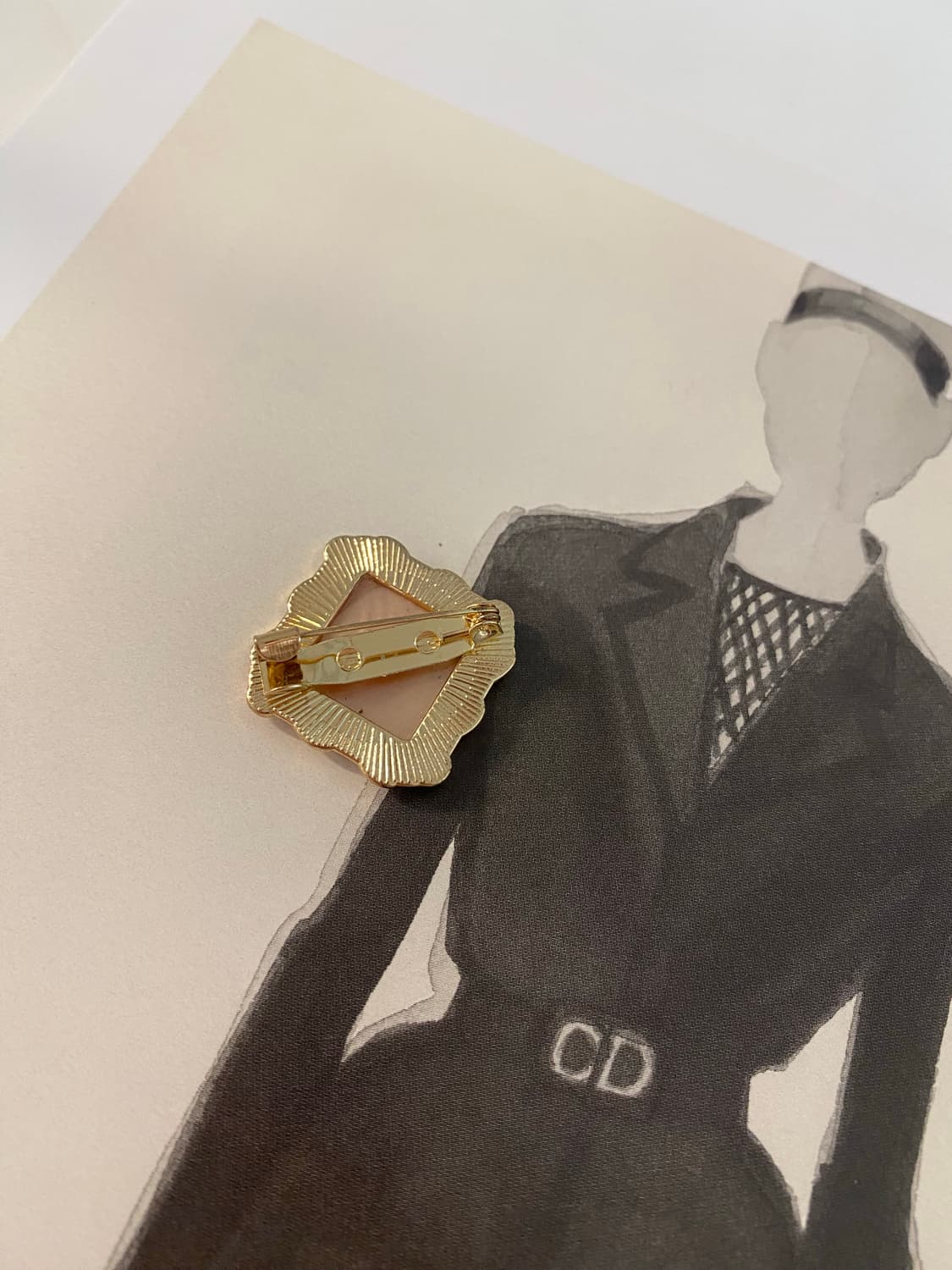 빈티지 피치 스퀘어 브로치 앤틱 수입 상품이미지5