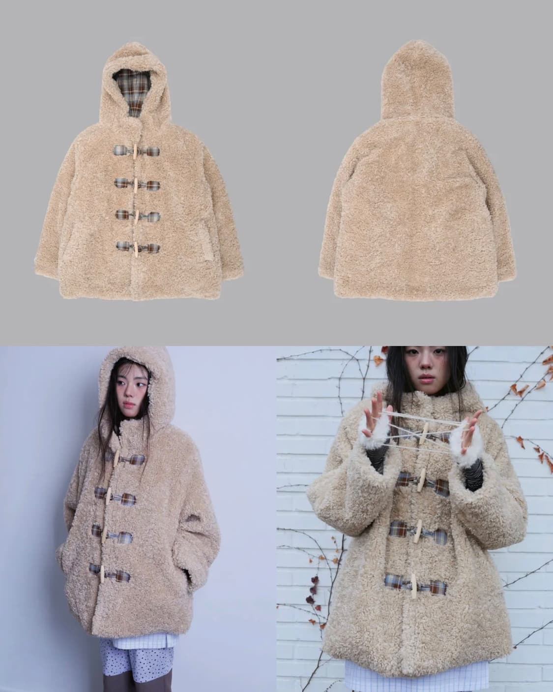 더뮤지엄비지터 퍼자켓 떡볶이 코트 베이지 브라운 상품이미지4