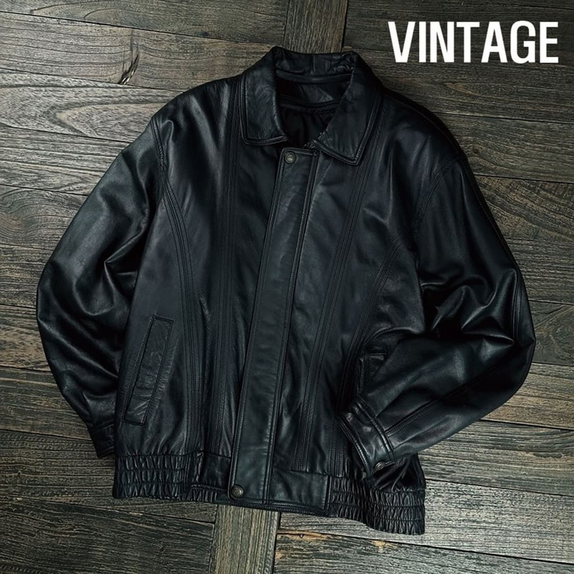 [빈티지] 리얼 쉽스킨 양가죽 레더 봄버 자켓 블랙 M19167 상품이미지1