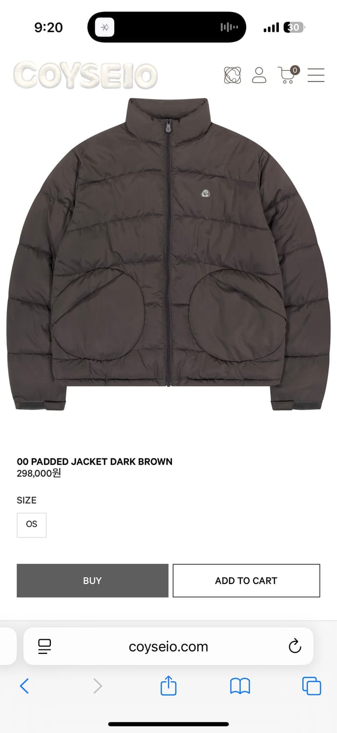 Coyseio 패딩 패디드 자켓 다크브라운 상품이미지2