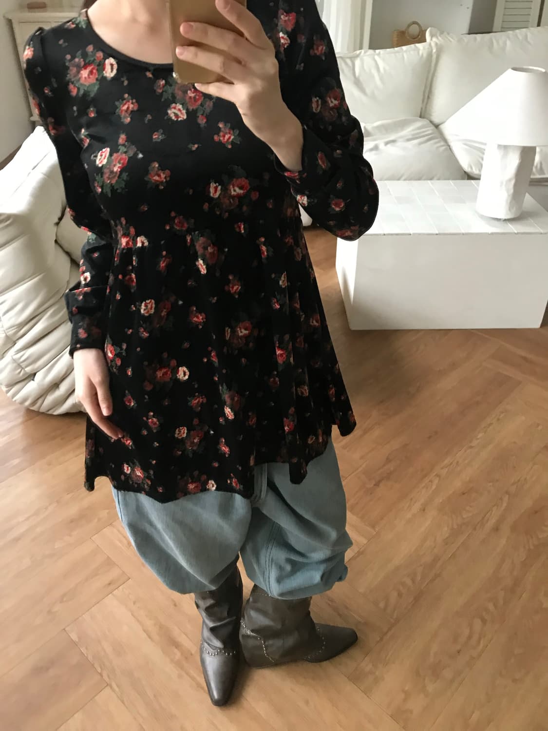 vintage velvet pattern top 상품이미지3