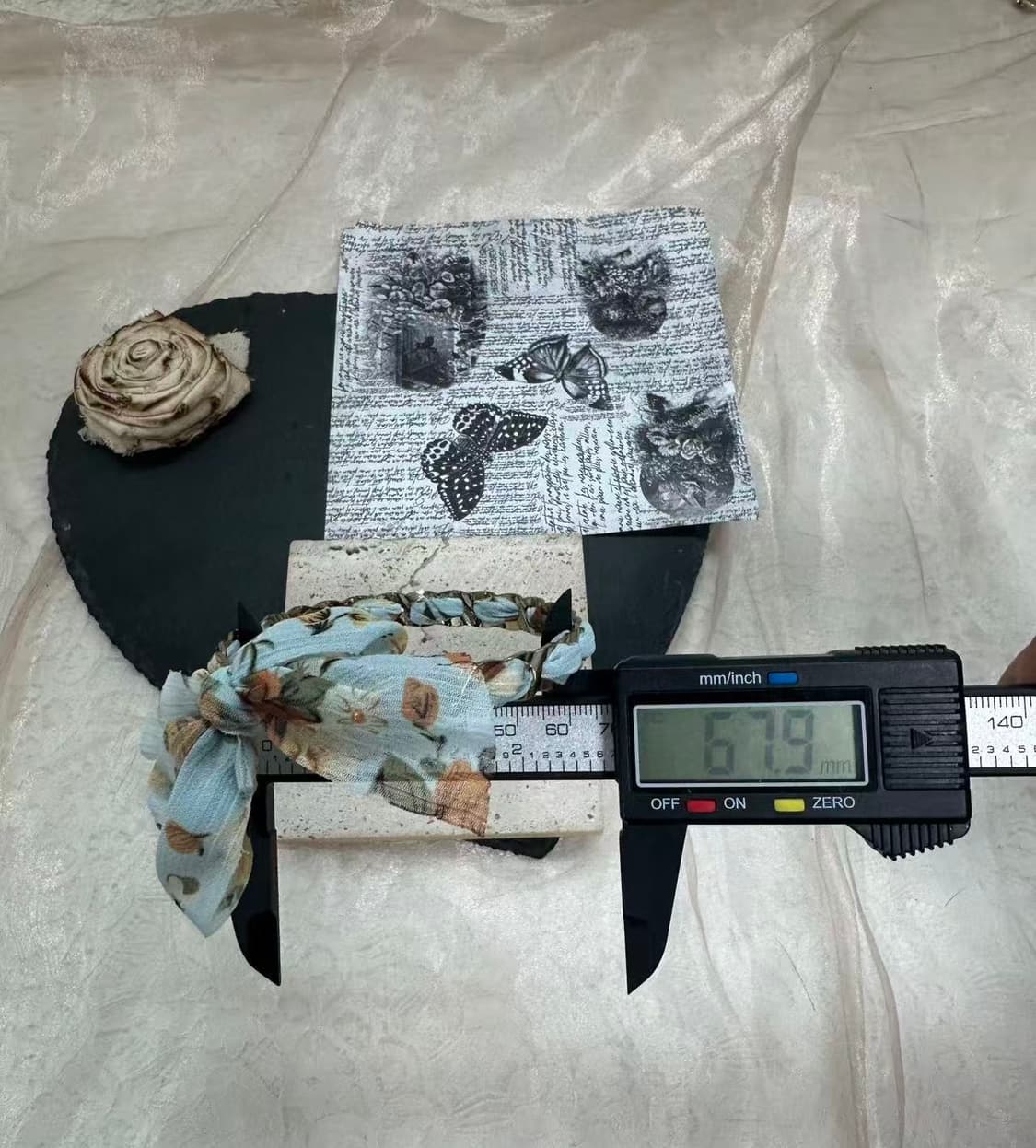 빈티지 꽃무늬 망사 리본 쿠바체인 팔찌 상품이미지2