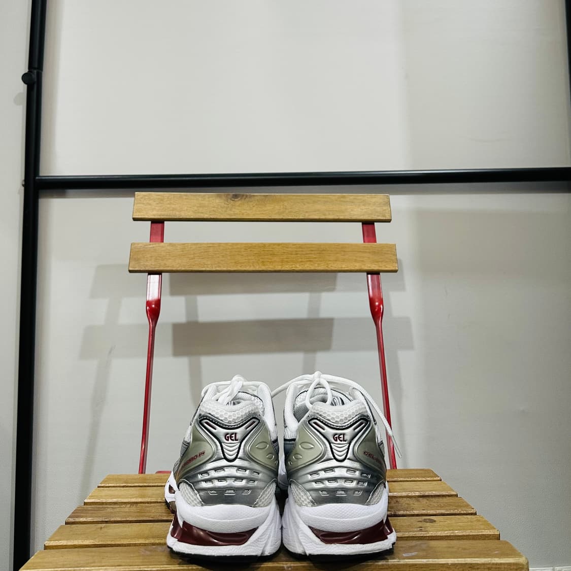 280) 아식스 운동화 남성 남자 젤 카야노 14 화이트 퓨어 실버 레드 상품이미지4