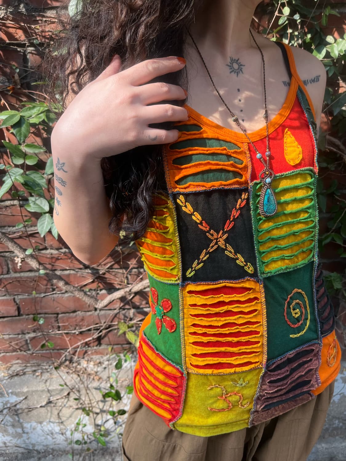 히피 패치워크 슬리브리스 상품이미지2