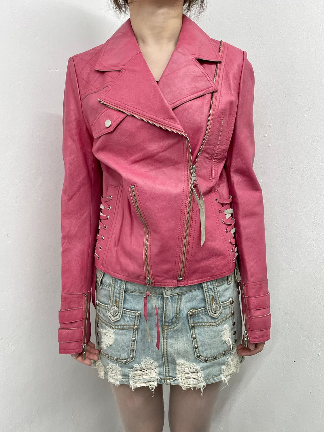 y2k 데미지 스터드 데님 스커트 상품이미지3