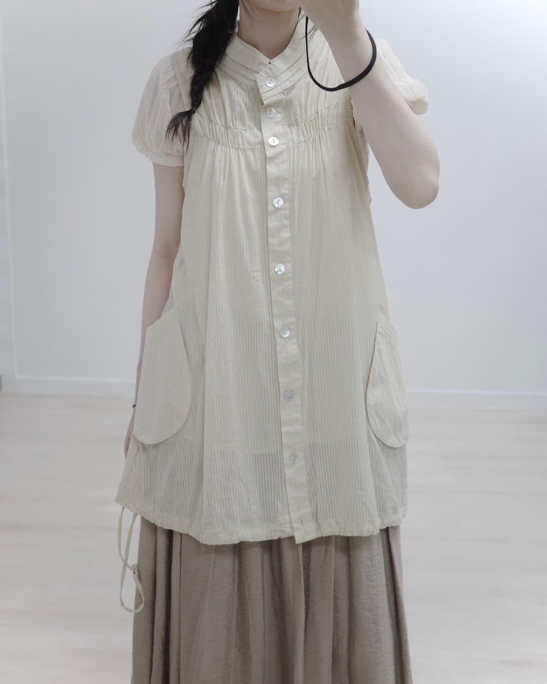 Justwave sand beige vest one-piece 상품이미지1