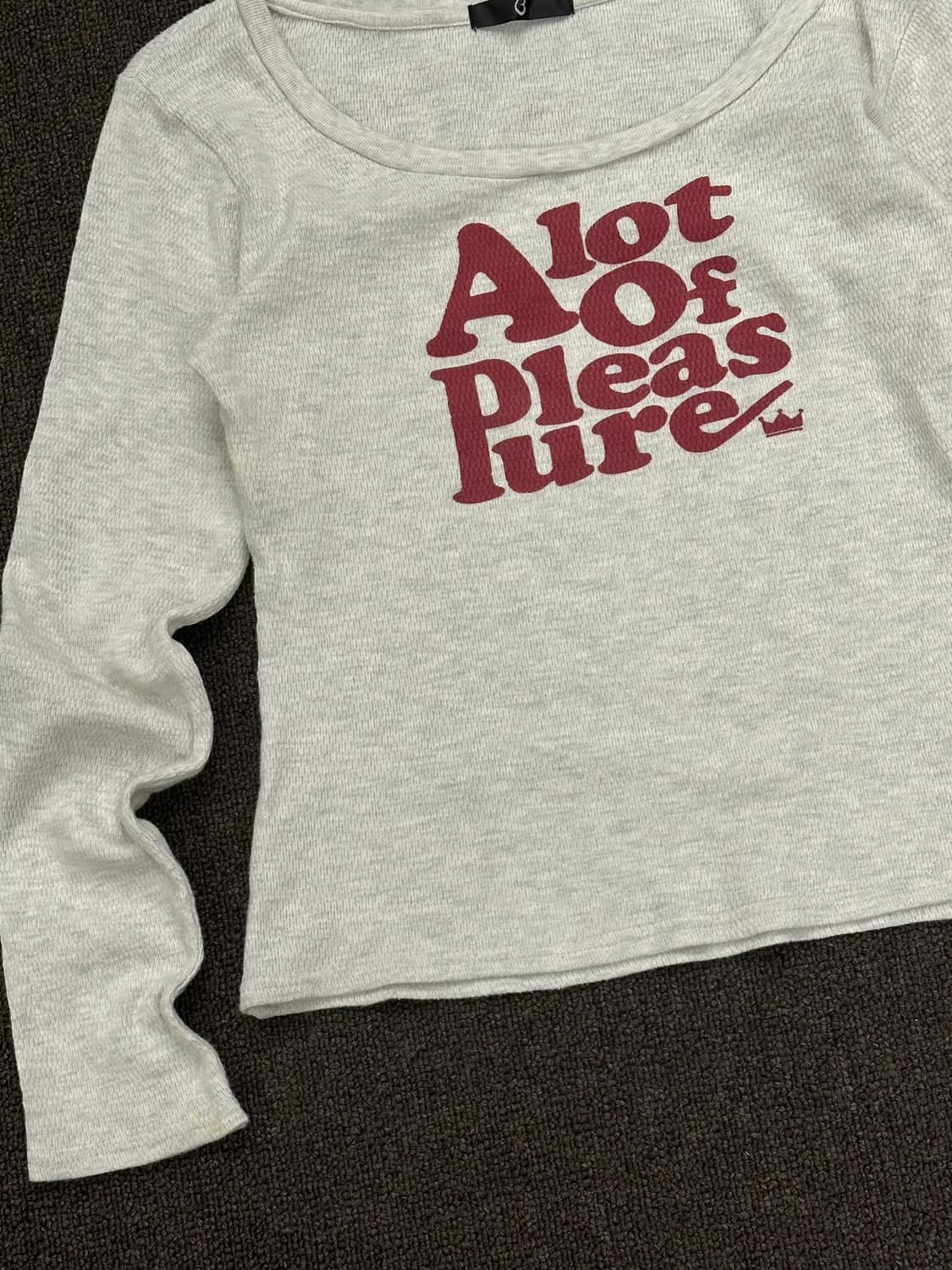 M)Japanese vintage 여성 프린팅 패치 와플 롱슬리브 상품이미지4