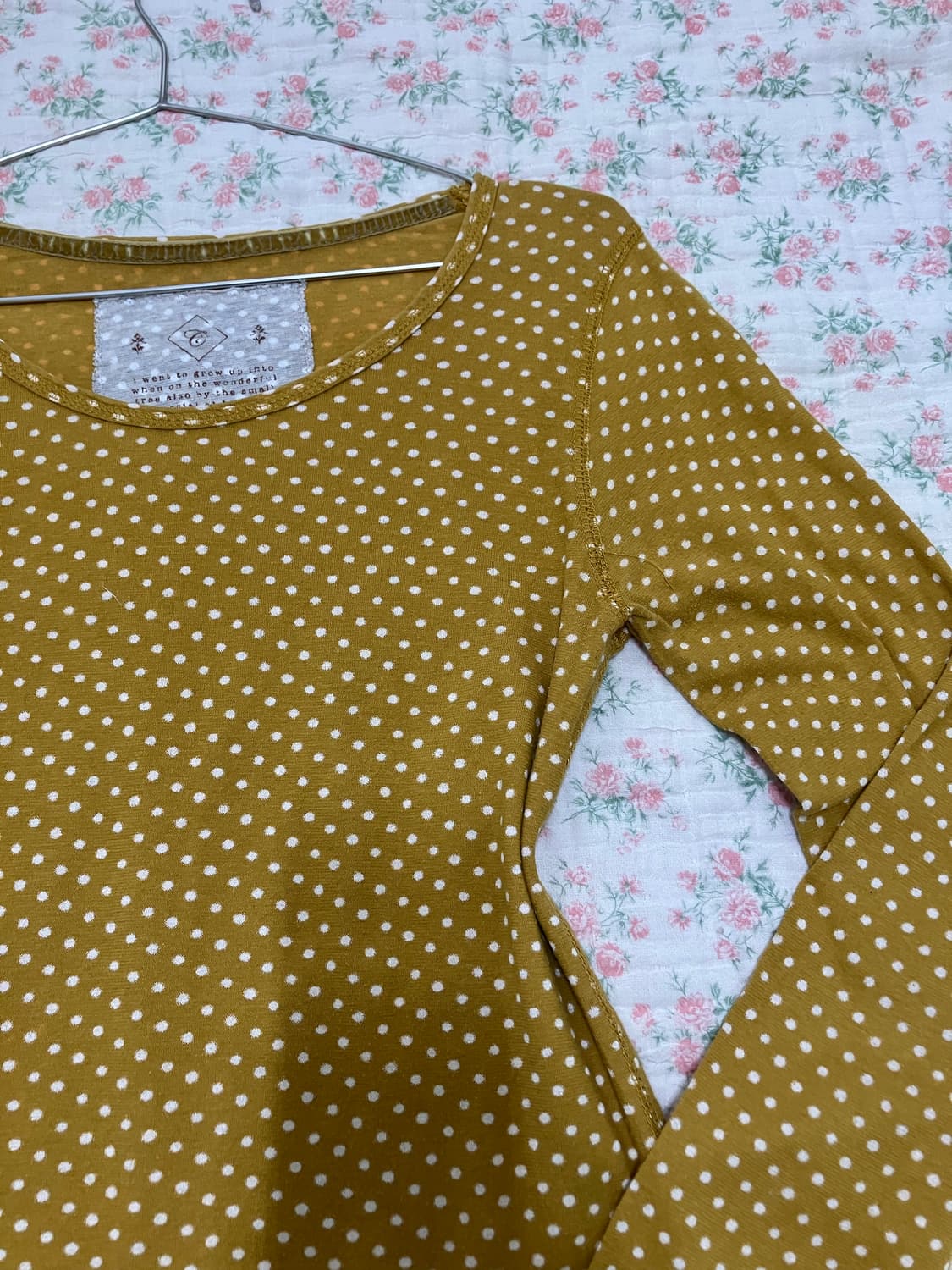 빈티지 개나리 땡땡이 모리 긴팔 1069 모리걸 y2k 스트릿 갸루 펑키 상품이미지3