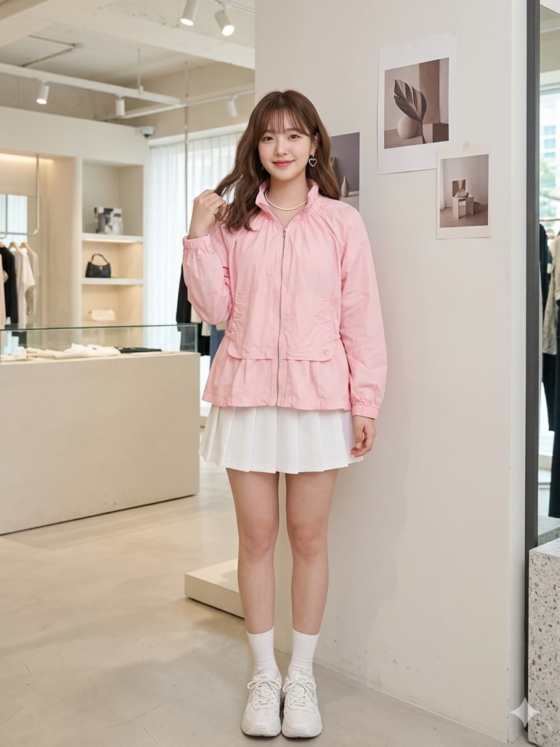 ANNA SUI 안나수이 핑크 셔링 밴딩 집업 자켓 상품이미지1