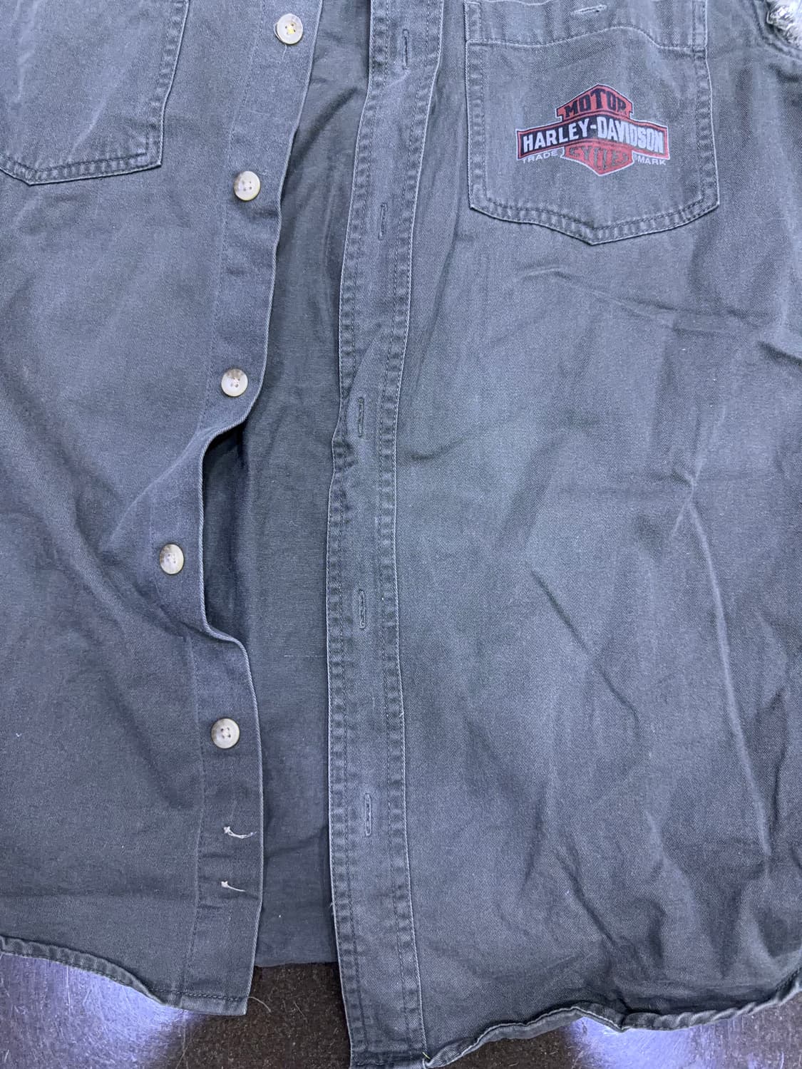 할리데이비슨 빈티지 OIL 프린팅 워크 민소매 셔츠 M 상품이미지6