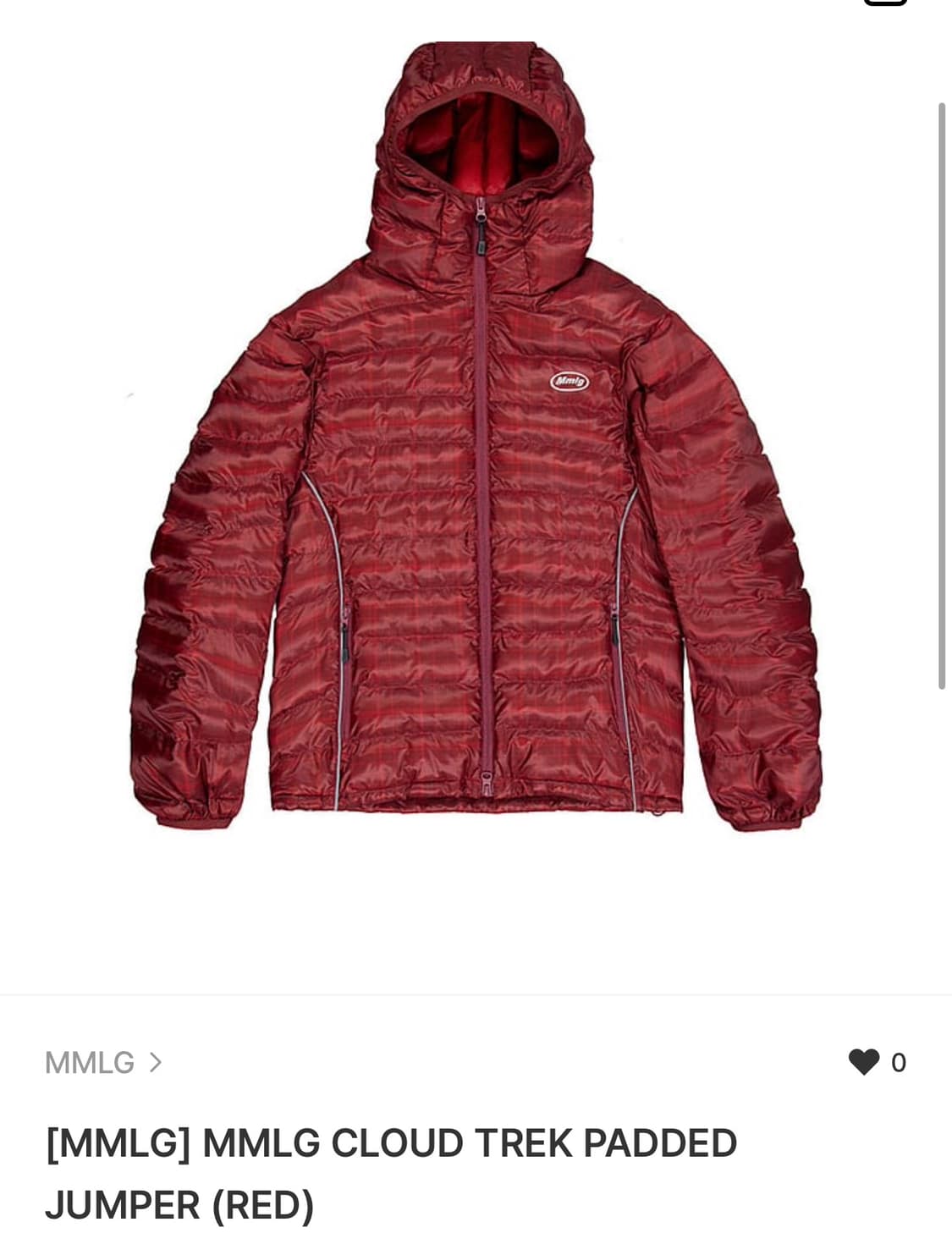 MMLG 클라우드 경량패딩 (RED) xl 새상품 상품이미지1