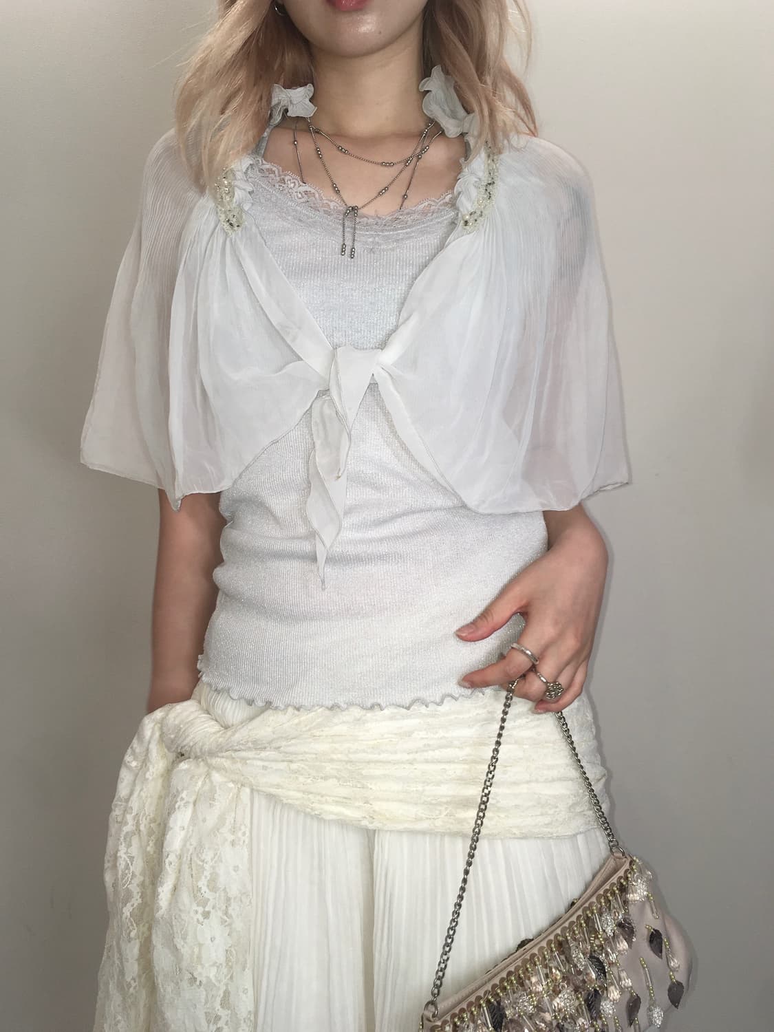 jpn vintage fairy beads pleats cape 상품이미지2