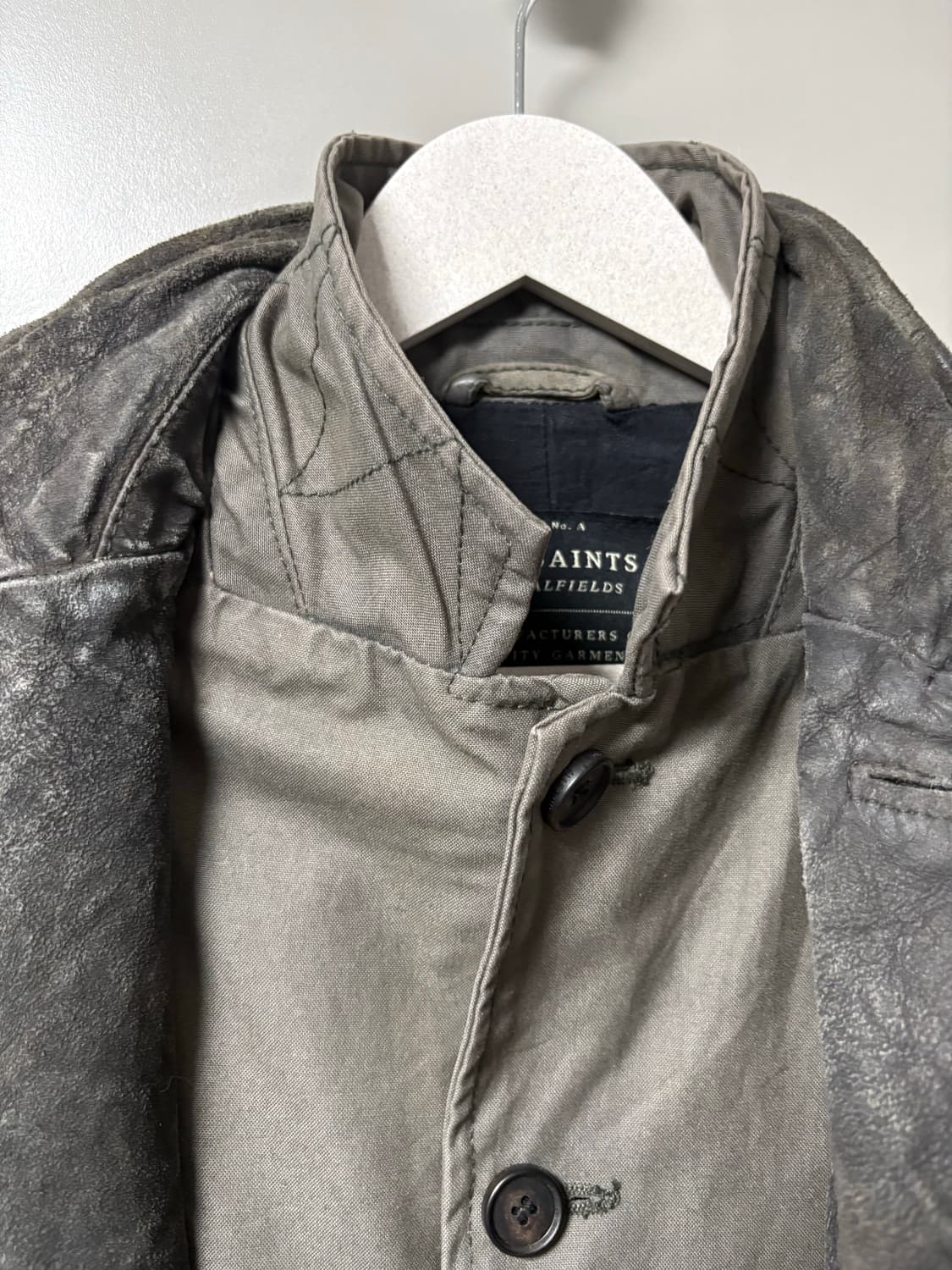 올세인츠 빈티지 워싱 레더 블레이저 자켓 카키 s 상품이미지8