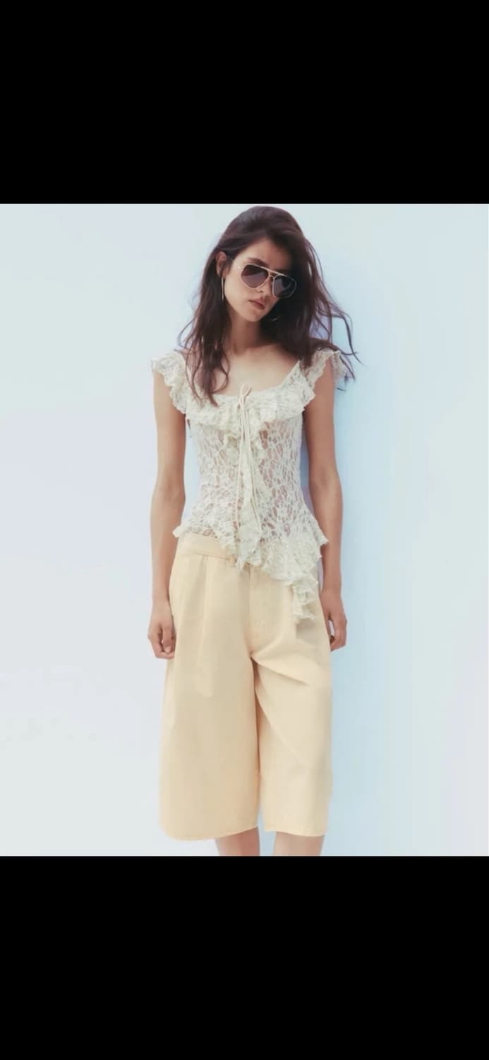 자라 레이스 프릴 티셔츠 M 상품이미지4