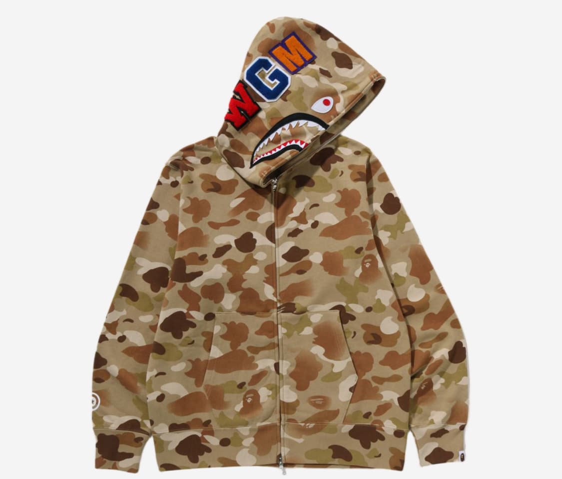 베이프 그라데이션 카모 샤크 풀 집 후드 베이지 상품이미지1