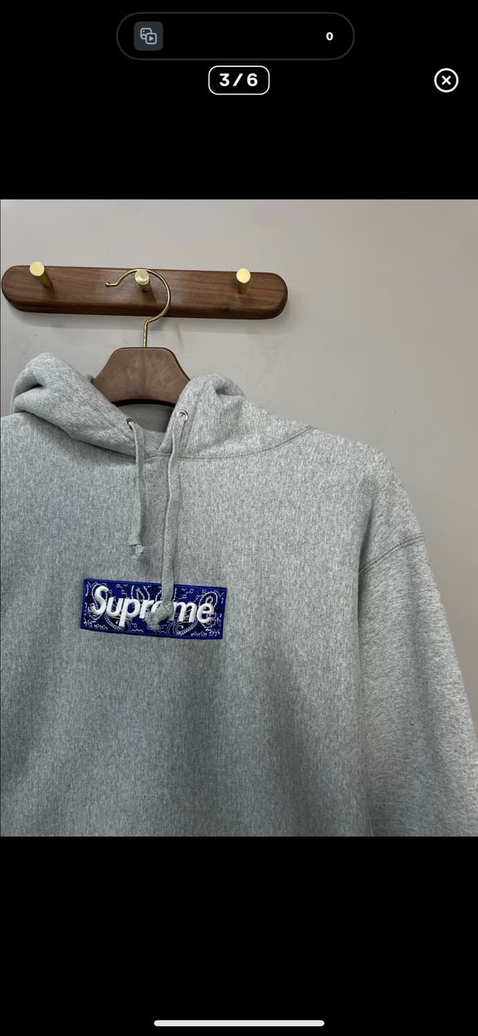 슈프림 반다나 박스로고 헤더 그레이 후드티 A3232 상품이미지3