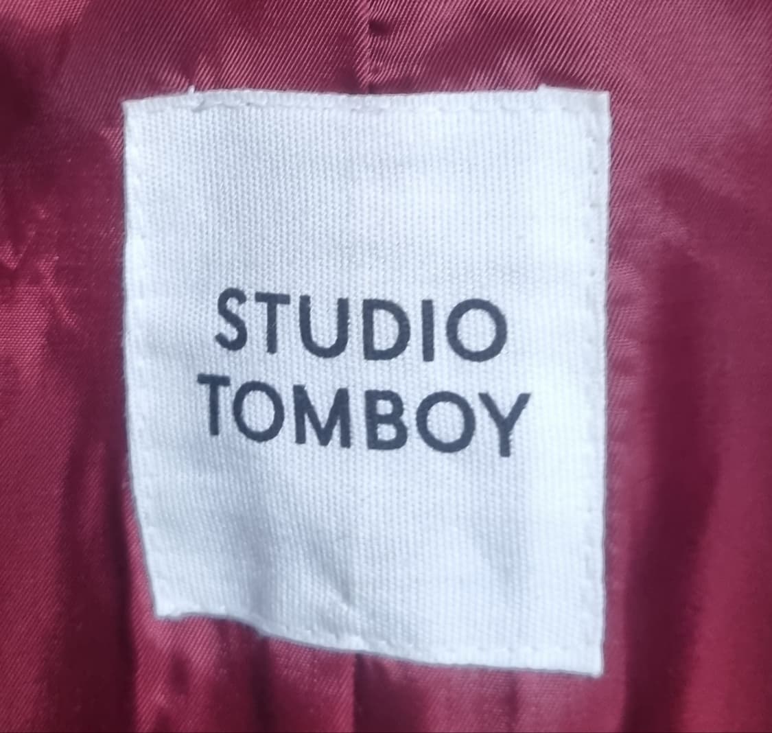 실측 오버핏 L (77) 스튜디오톰보이 다크레드 울/캐시미어 코트 상품이미지3