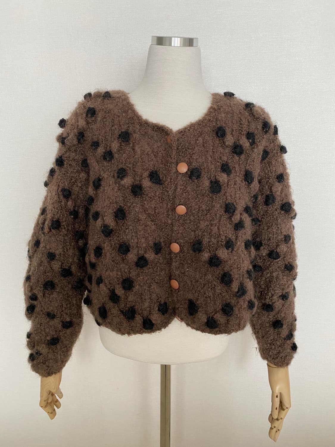 빈티지 울 가디건 크롭 도트 상품이미지1