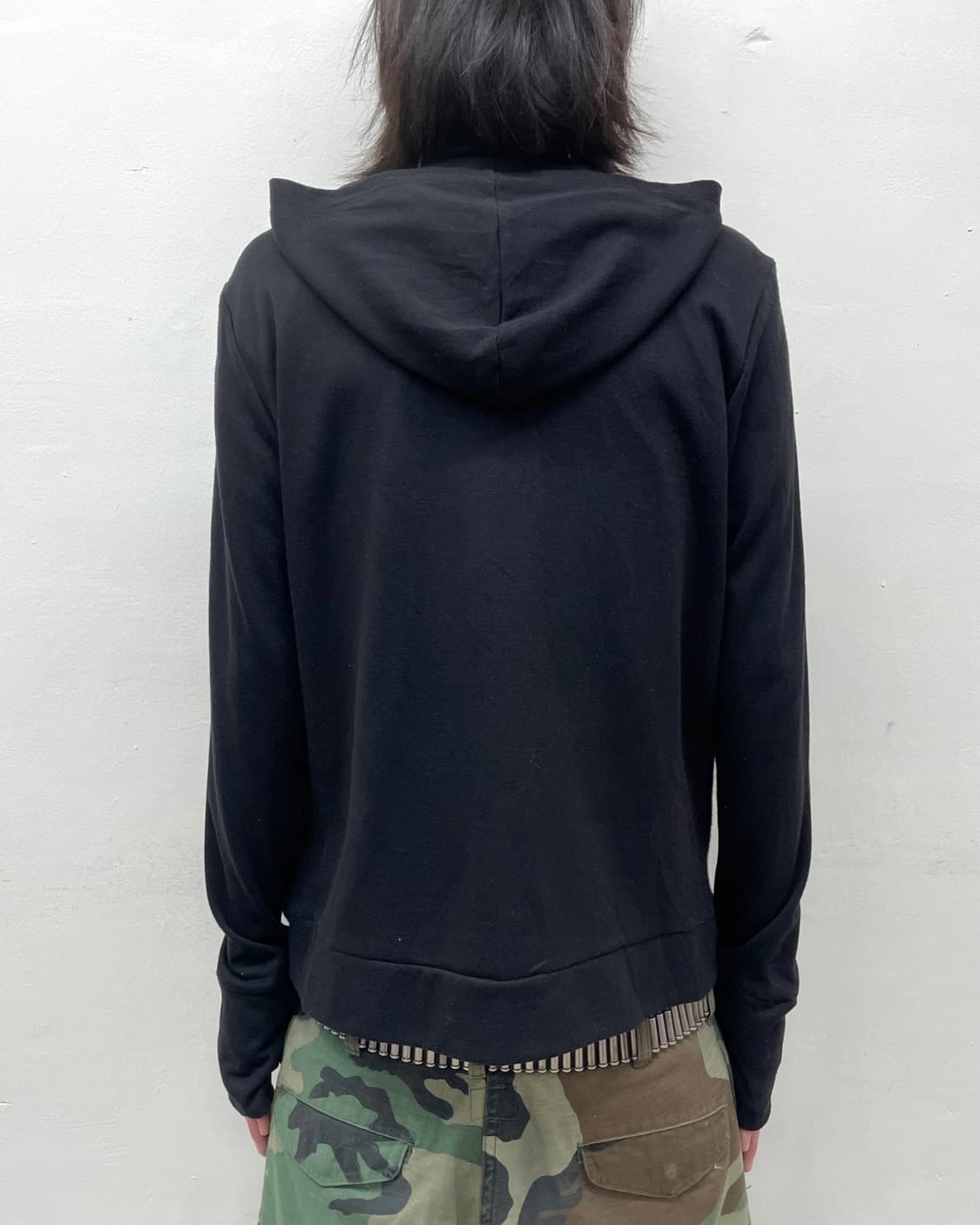 Long Zipper Activity Black Hooded Zip-Up 상품이미지2