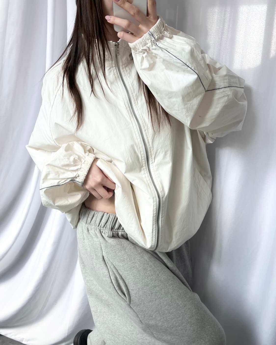 Matin Kim 마뗑킴 아이보리컬러 코팅 집업 상품이미지9