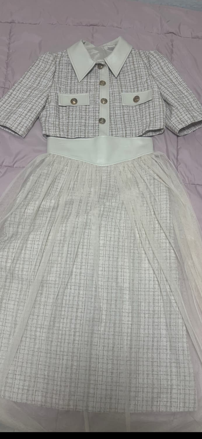 수입의류 트위드레더탑+롱샤스커트 세트<S추천> 상품이미지1