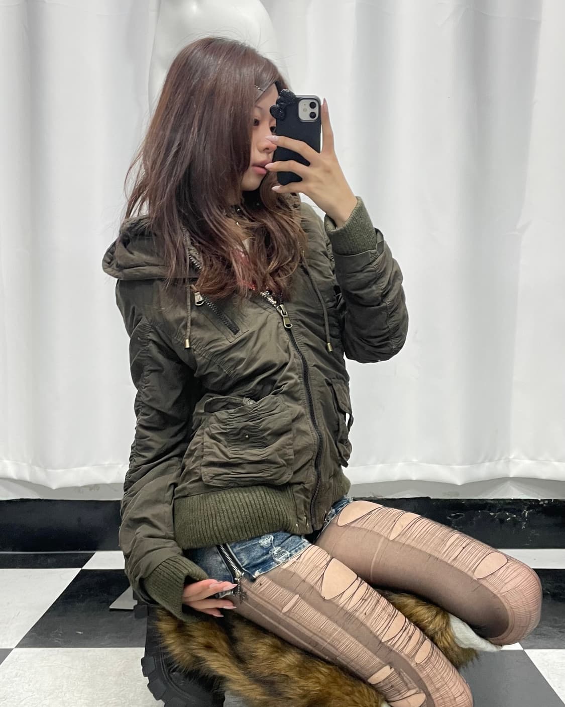 🎸카키 셔링 패딩🎸 상품이미지1