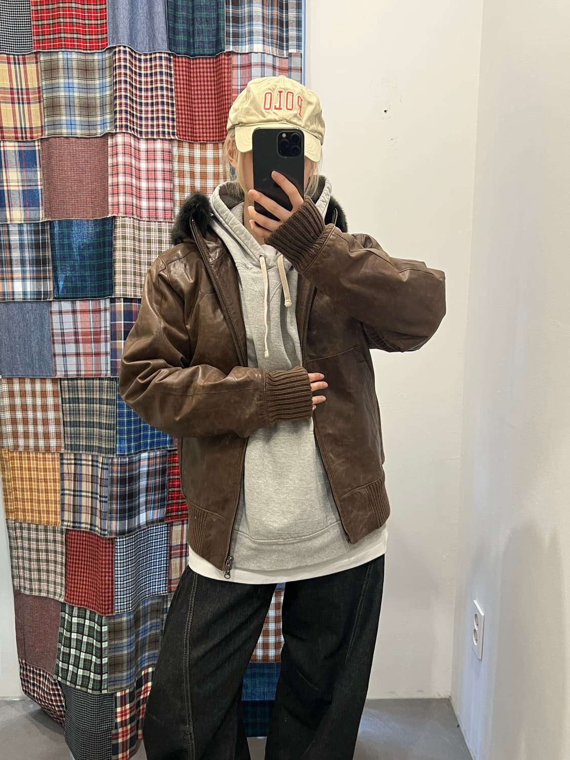 퓨마 브라운 레더자켓 상품이미지1