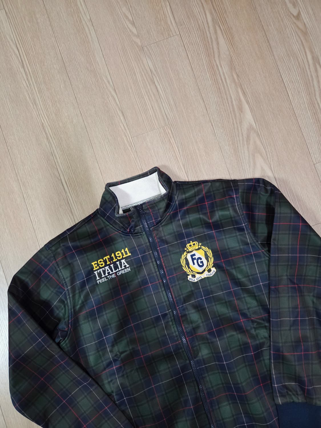 휠라 빈티지 블랙와치 짚업 블루종 재킷 상품이미지2