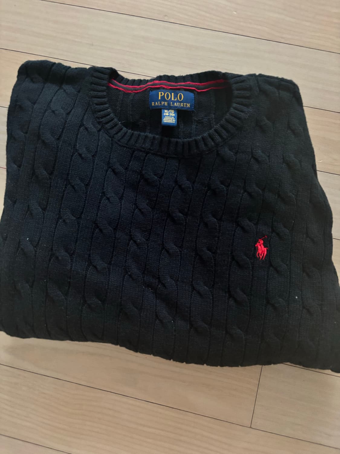 폴로 보이즈 케이블니트 XL 블랙 상품이미지1