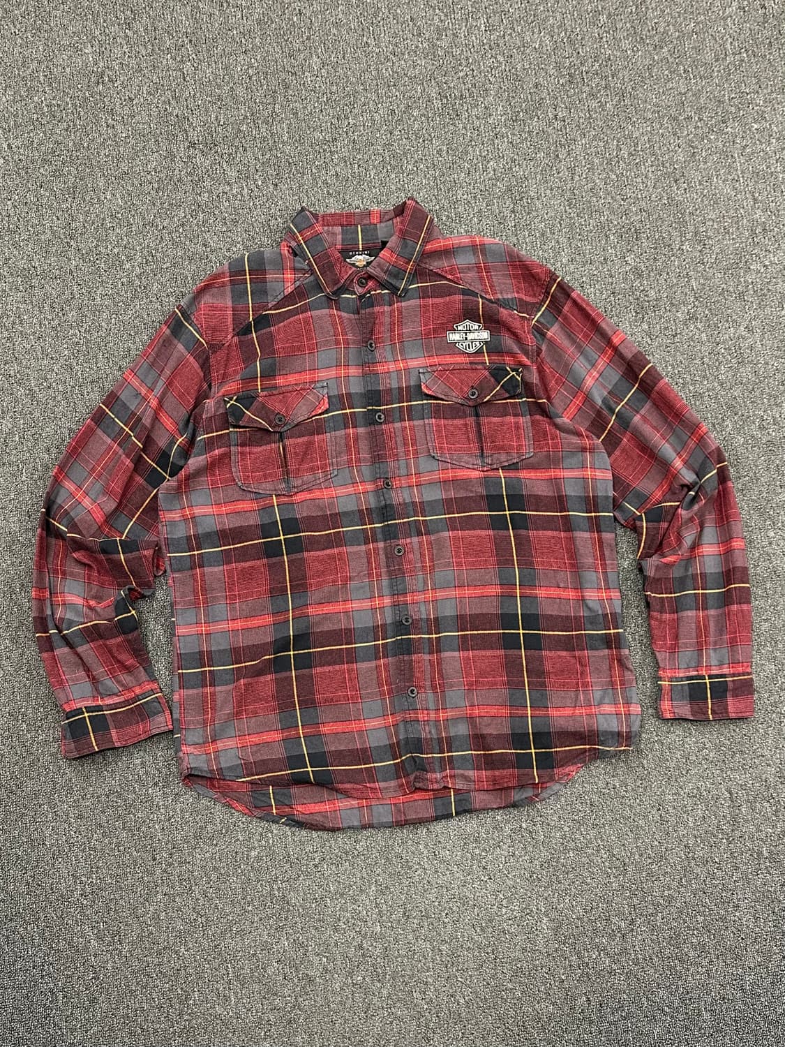 XL)할리데이비슨 vintage 레드 타탄체크 긴팔셔츠 상품이미지1