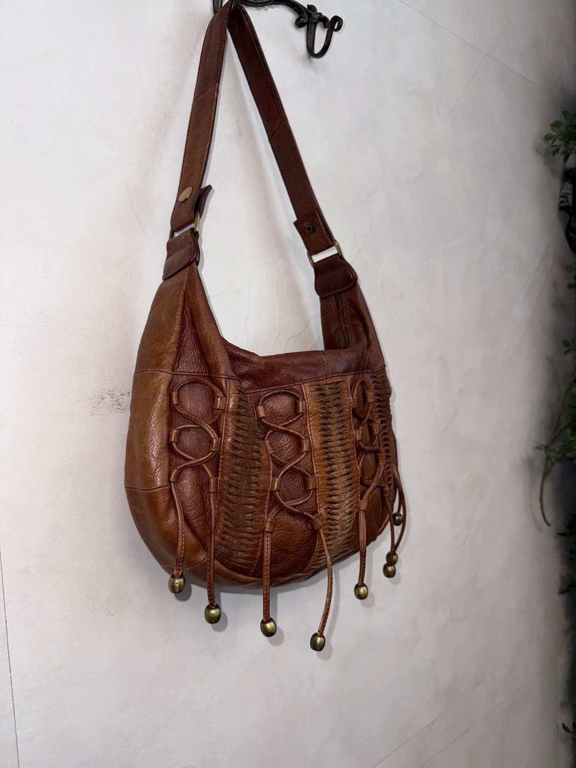 Brown western laceup leather 숄더백 상품이미지2