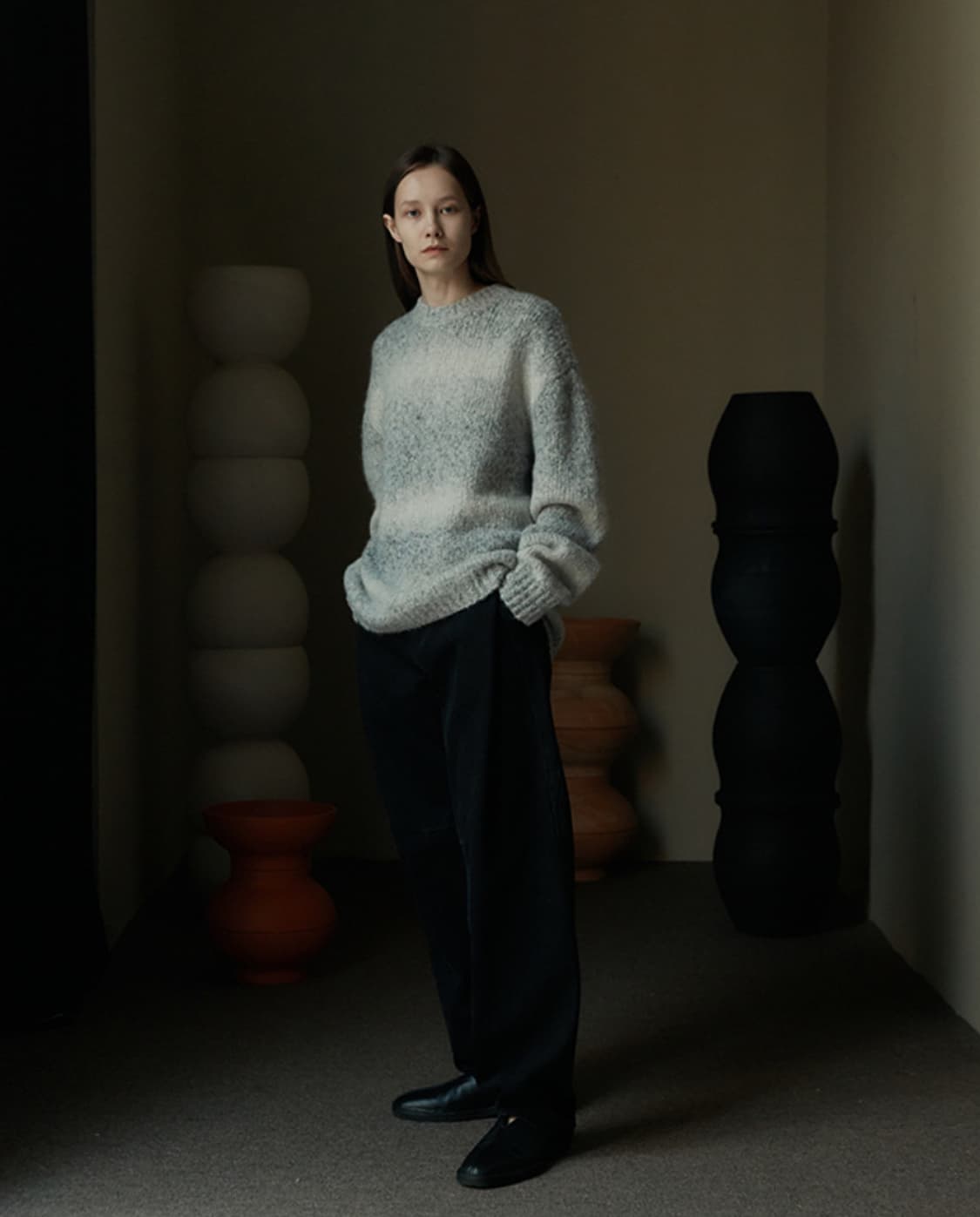 coor 쿠어 알파카 그레디언트 스웨트 니트 라이트그레이 M 상품이미지3