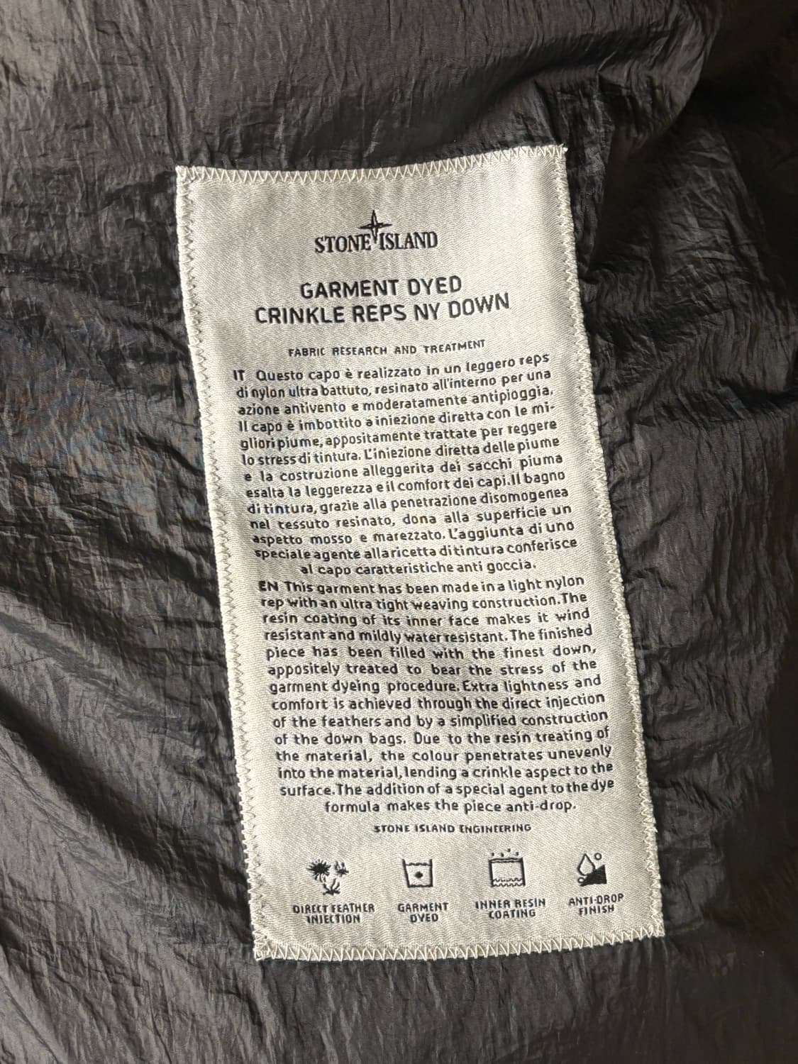 [XXL/당일배송] 스톤아일랜드 가먼트 크링클랩스 패딩 블랙 상품이미지5