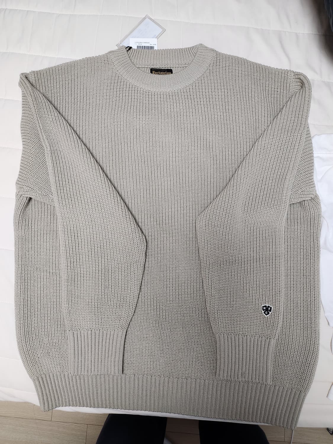 헤리티지플로스 클로버 울 니트 그레이지 L 새상품 상품이미지1