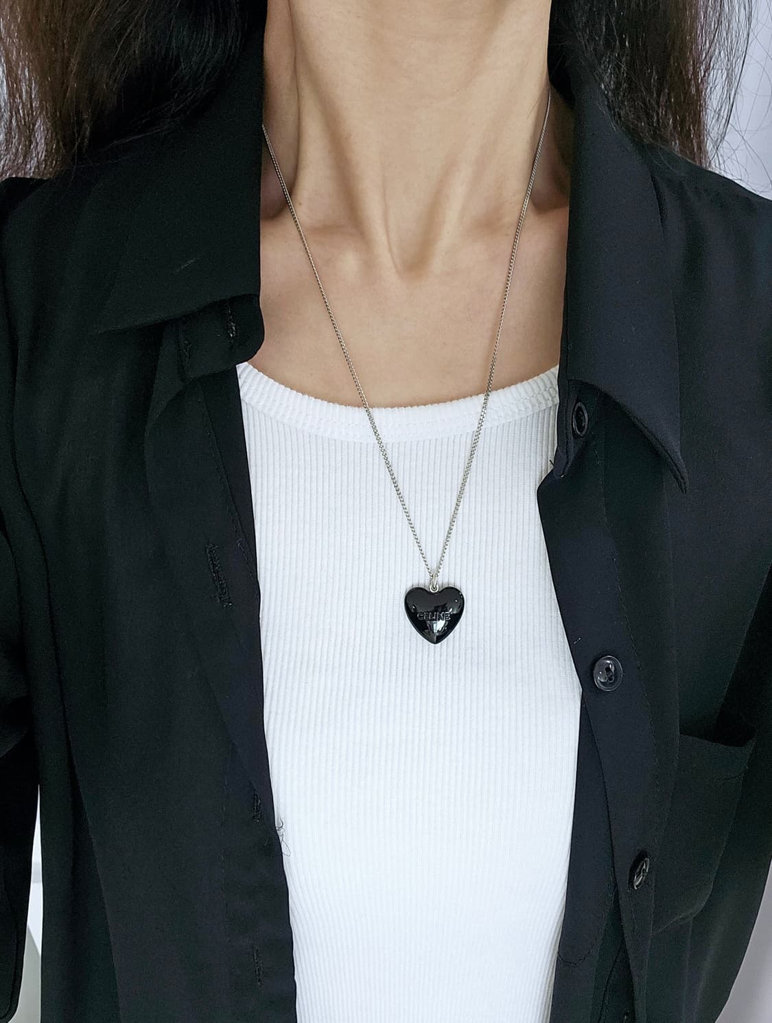 [24SS시즌단종] 셀린느 블랙 하트 실버 목걸이 (정품/풀셋) 상품이미지7
