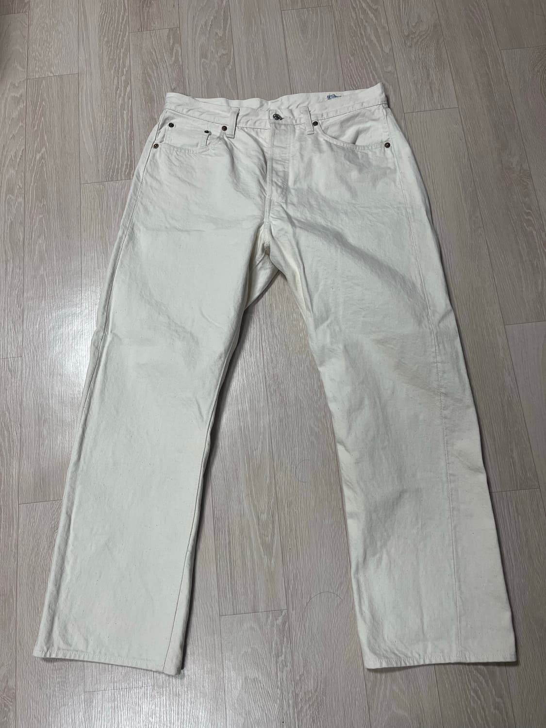 오어슬로우 x 비샵 스탠다드 데님 105 키나리 에크루 2사이즈 상품이미지1