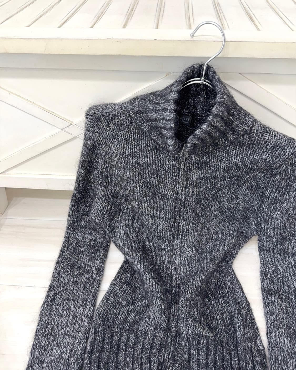 Melange Gray Mohair Knit Zip-Up 상품이미지8
