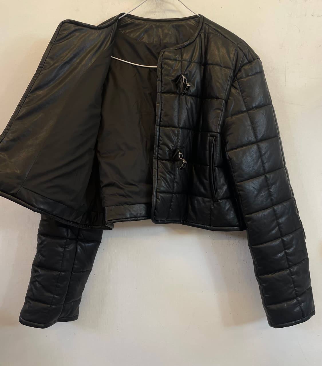 11am 제작 레더퀼팅자켓 인조가죽자켓 숏자켓 크롭자켓 상품이미지3