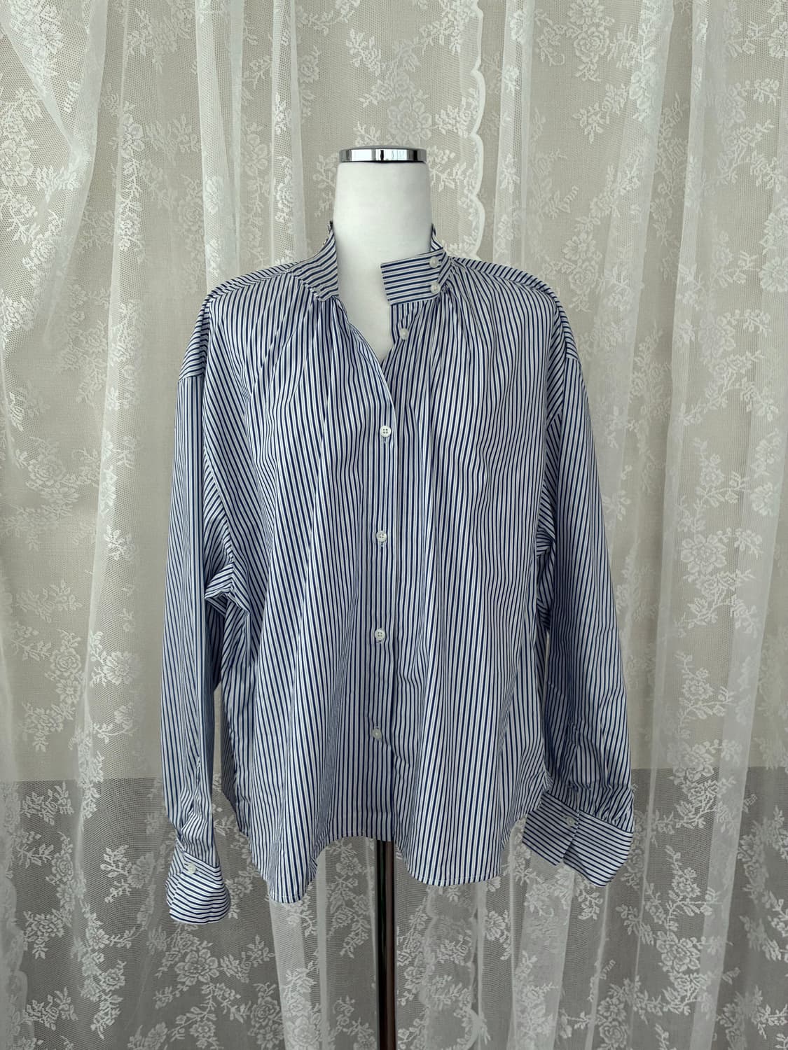 M) 마시모두띠 하이넥 스트라이프 블라우스 셔츠 상품이미지2