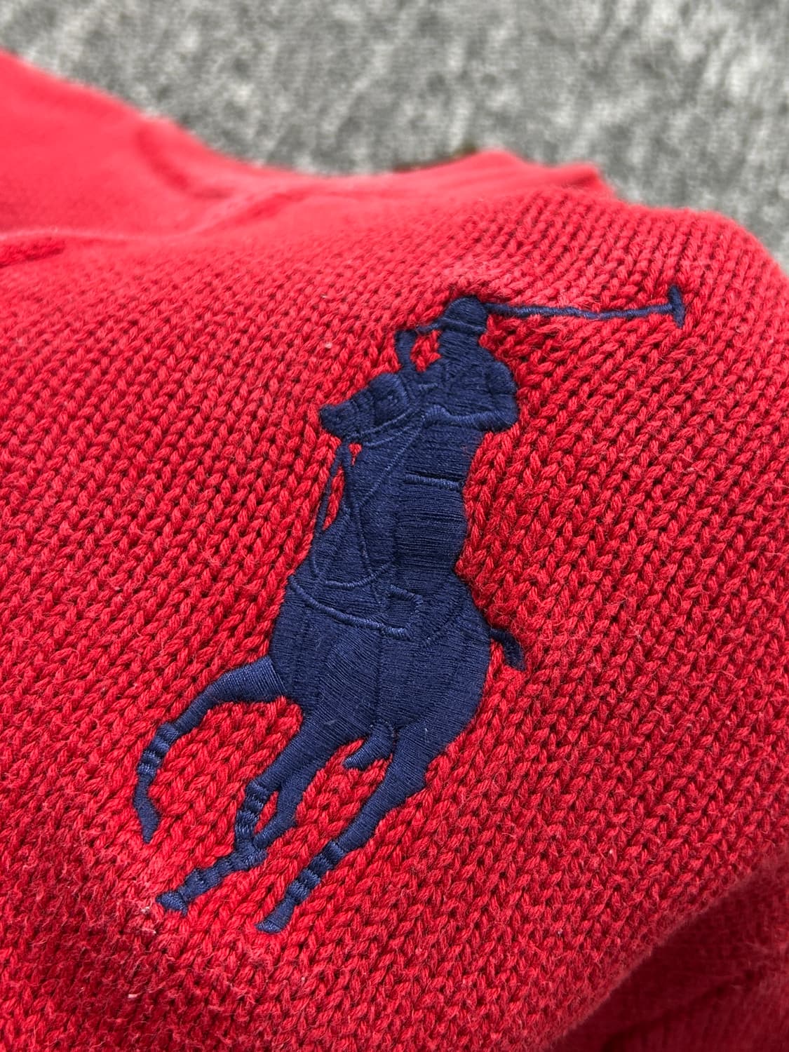 폴로 랄프로렌 빅포니 레드 하프 니트집업 XL  상품이미지3