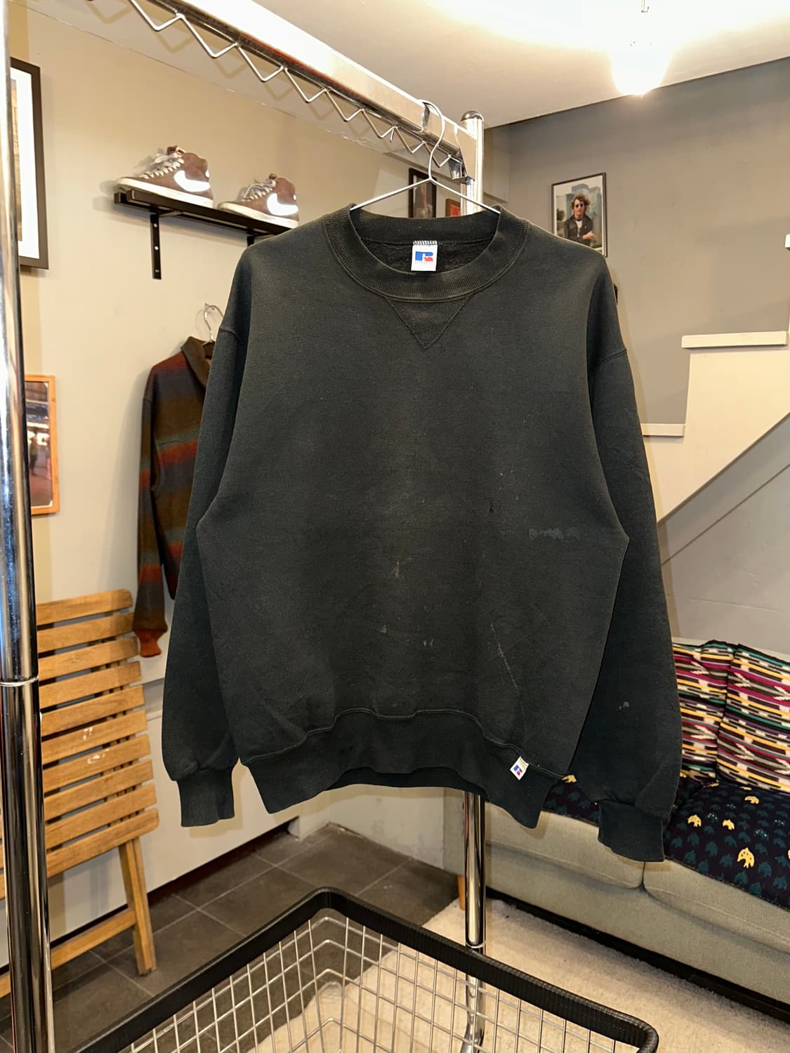 90’s Russell Athletic black plain faded 상품이미지3