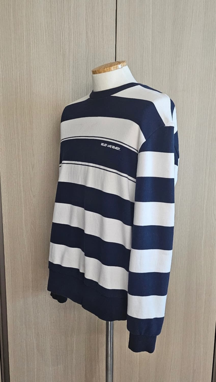 ANDEW 네이비 스트라이프 맨투맨 100 상품이미지5