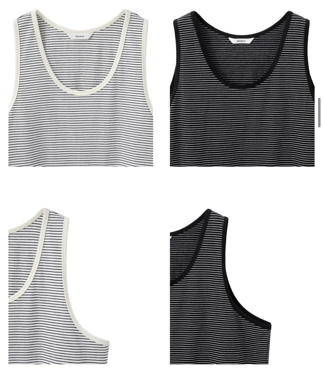 문선 스트라이프 슬리브리스 (아이보리/블랙) 상품이미지4