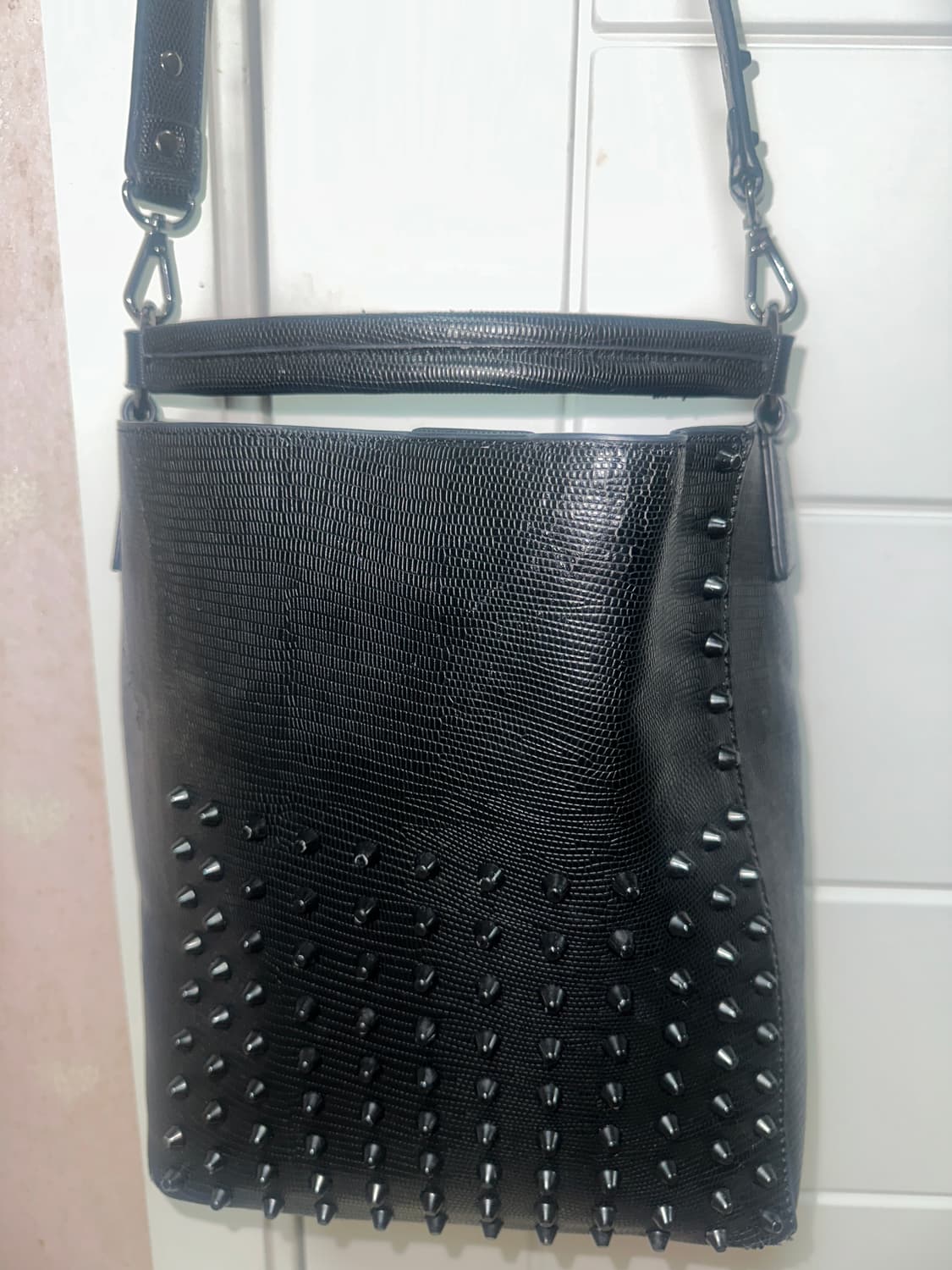 에고이스트 가죽 펑크 고딕 고스 스컬 해골 큐빅 숄더백 상품이미지3