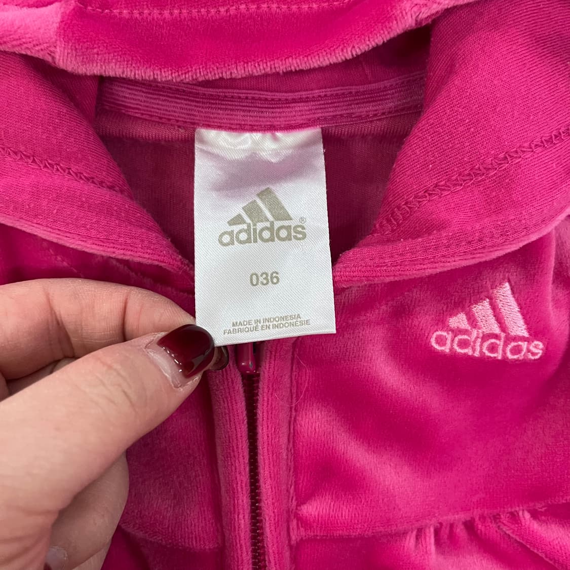 36 아디다스 키즈 벨벳 후드 집업 자켓 0123M 상품이미지2