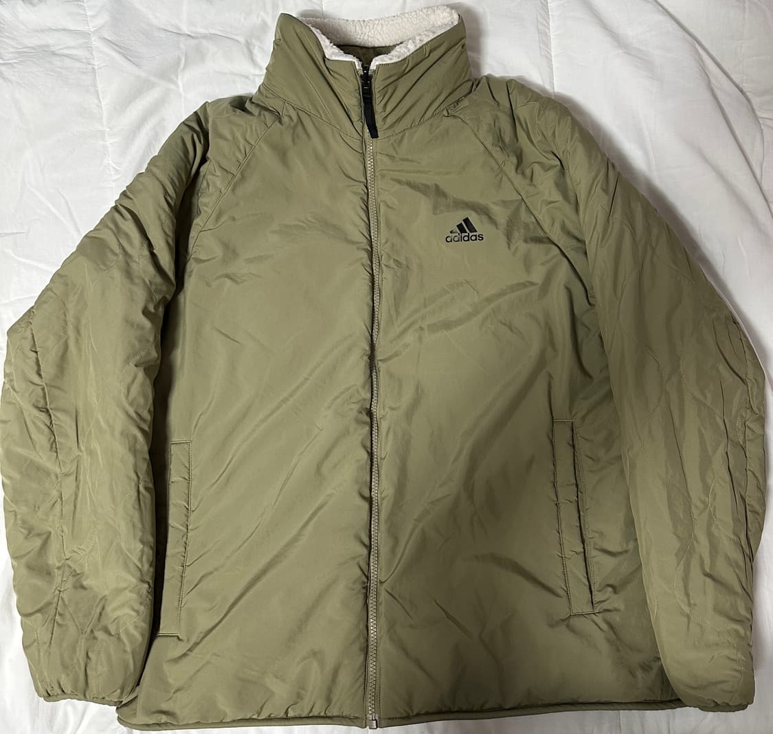 아디다스 카키 빅로고 리버시블 후리스 점퍼 상품이미지5