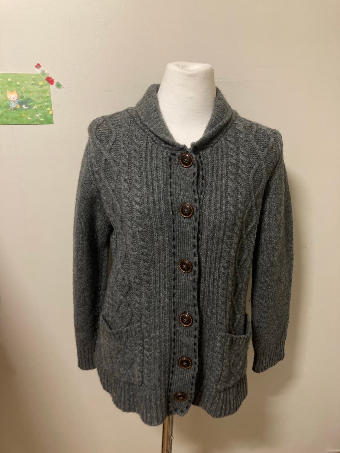 스티치 그레이 가디건 상품이미지3